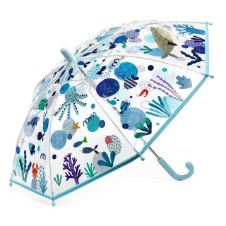 Djeco DD04727 Childrens Umbrella | Small Clear Umbrella Kids Umbrella - Sea