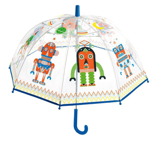 Djeco DD04806 Childrens Clear Dome Umbrella | Transparent Kids Umbrella - Robots