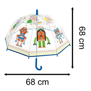 Djeco DD04806 Childrens Clear Dome Umbrella | Transparent Kids Umbrella - Robots