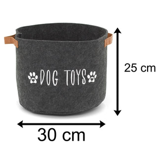 Dog Toy Basket Puppy Toy Box | Black Felt Fabric Pet Toy Box Storage Bin | Dog Blanket Storage Basket With Handles