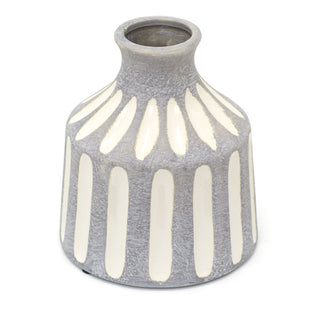 Vintage Style Grey And White Stoneware Darcy Vase | Rustic Vase Ceramic Vase Flower Vase | Decorative Vase 15cm