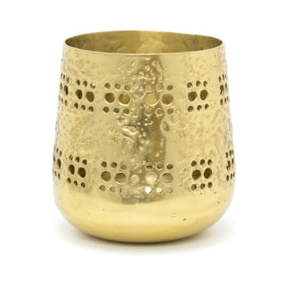 Elegant Gold Metal Candle Holder | Gold Tone Moroccan Candle Pot | Decorative Tealight Votive Candle Dish