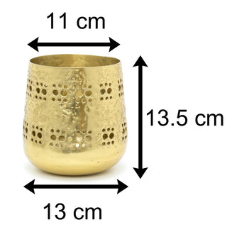 Elegant Gold Metal Candle Holder | Gold Tone Moroccan Candle Pot | Decorative Tealight Votive Candle Dish