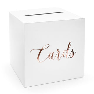 Elegant Rose Gold And White Wedding Card Post Box | Wedding Guest Letter Box | Wedding Card Envelope Box
