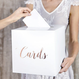 Elegant Rose Gold And White Wedding Card Post Box | Wedding Guest Letter Box | Wedding Card Envelope Box