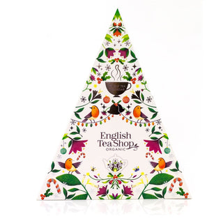 English Tea Organic Christmas Tea Advent Calendar | Christmas Advent Calendar Herbal Tea Selection | 25 Pyramid Bag Tea Selection Box Adult Advent Calendar