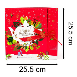 English Tea Red Book Style Organic Christmas Tea Advent Calendar | Christmas Advent Calendar Herbal Tea Selection | 25 Bag Tea Selection Box Adult Advent Calendar
