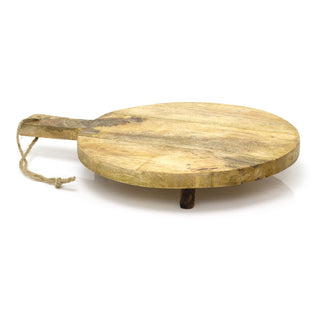 Round Wooden Kitchen Chopping Board On Legs | Mango Wood Cutting Board - 29cm