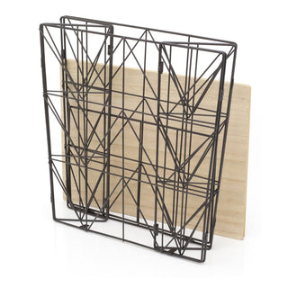 Folding Black Wire Side Table | Modern Storage Table Foldable End Table | Folding Bedside Table 40cm