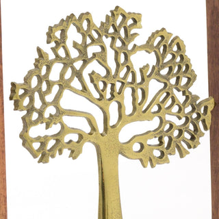 Framed Elegant Gold Tone Tree Of Life Sculpture | Aluminium Family Tree Wall Ornament | Gold Metal Tree Decorative Hanging Wall Art