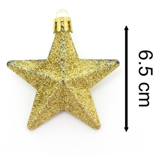 Gold 8 Piece Mini Christmas Star Baubles | Set Of 8 Star Christmas Tree Bauble Decorations | Xmas Tree Baubles Gold Christmas Tree Ornaments