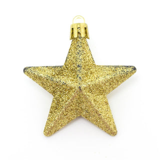 Gold 8 Piece Mini Christmas Star Baubles | Set Of 8 Star Christmas Tree Bauble Decorations | Xmas Tree Baubles Gold Christmas Tree Ornaments