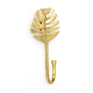 Golden Metal Palm Leaf Wall Hook | Decorative Coat Hook Hanger - 20cm