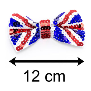 Great Britain Union Jack Sequin Bowtie Novelty Dicky Bow | British Flag Bow Tie Sequin Necktie Fancy-dress | Queens Platinum Jubilee Party Costume Dress-up