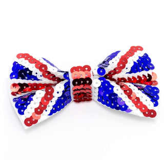 Great Britain Union Jack Sequin Bowtie Novelty Dicky Bow | British Flag Bow Tie Sequin Necktie Fancy-dress | Queens Platinum Jubilee Party Costume Dress-up