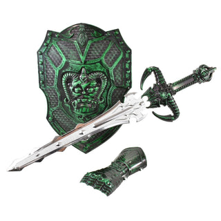 Kids Sword Shield Gauntlet Battle Pack Toy | Children's Medieval Knight Costume Fancy Dress | Play Sword Shield Set Role Playing - Green