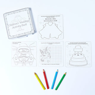 Kids Wedding Activity Pack And Pencils | Wedding Colouring Books For Kids | Children's Wedding Table Games