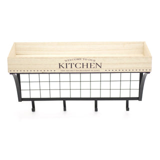 Carousel Home Gifts Kitchen Shelf Unit With Hooks Wooden Black Metal Floating Shelves Kitchen Spice Rack