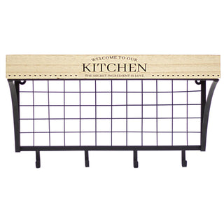 Kitchen Shelf Unit With Hooks | Wooden Black Metal Floating Shelves | Kitchen Spice Rack