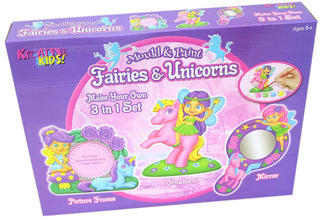 Kreative Kids 3 in 1 Fairies & Unicorns Mould and Paint Set - Make Your Own Fairy & Unicorn Frame, Mirror and Ornament