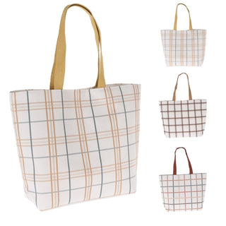Large Beach Bag | Check Patterned Water Resistant Shoulder Tote Bag For Beach
