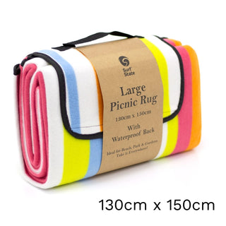 Large Folding Fleece Picnic Blanket With Handle | Family Outdoor Picnic Blanket Waterproof Mat | Foldable Beach Blanket