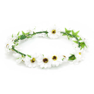 LED Flower Crown Daisy Headband Floral Head Garland | Wedding Headpiece Festival Headband | Light Up Headdress