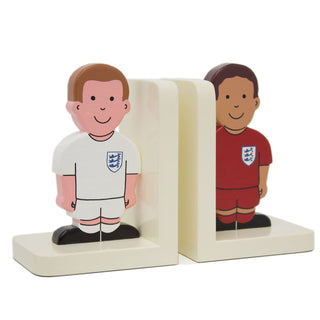 Male Footballer Wooden Bookends For Kids | Childrens Book Ends | Book Stoppers For Shelves, Kids Room or Nursery Decor - Hand Made in UK