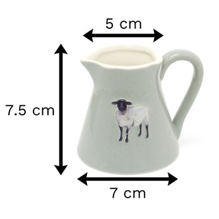 Mini Ceramic Embossed Sheep Creamer Jug | Farm Life Cream Pitcher | Green Mini China Milk Jug