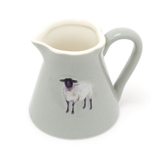 Mini Ceramic Embossed Sheep Creamer Jug | Farm Life Cream Pitcher | Green Mini China Milk Jug
