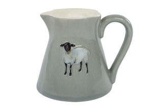 Mini Ceramic Embossed Sheep Creamer Jug | Farm Life Cream Pitcher | Green Mini China Milk Jug