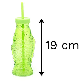 Novelty Glass Fish Drinks Bottle With Straw | Coloured Drinking Glasses | Fish Shaped Glass Drinking Jars
