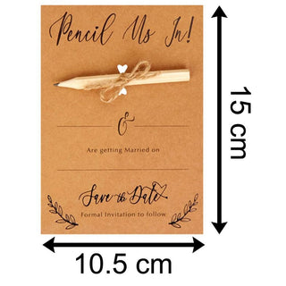 Pack Of 10 Pencil Us In Save The Date Cards And Envelopes | Shabby Chic Save The Date Wedding Invites | Vintage Wedding Stationery Pack