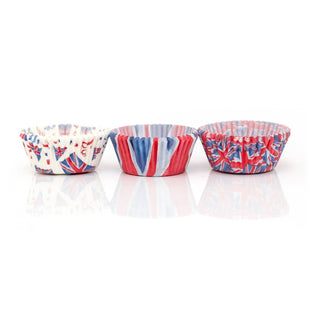Pack Of 75 Union Jack Cake Cases | Paper Cupcake Cases With 3 Union Jack Designs