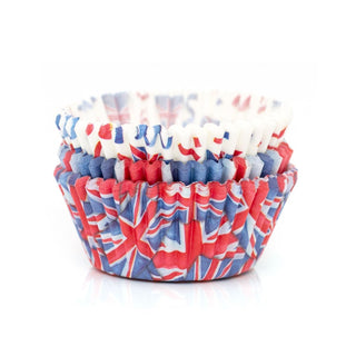 Pack Of 75 Union Jack Cake Cases | Paper Cupcake Cases With 3 Union Jack Designs