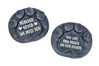 Paw Print Pet Memorial Stone Garden Marker | Commemorative Graveside Ornament | Grave Memory Plaque