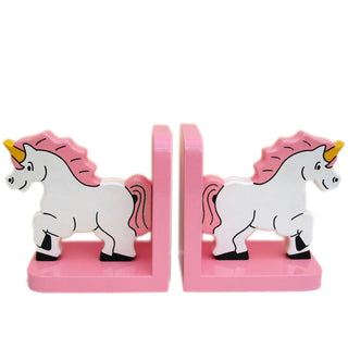 Pink Unicorn Wooden Bookends For Kids | Childrens Book Ends | Book Stoppers For Shelves, Kids Room or Nursery Decor - Hand Made in UK