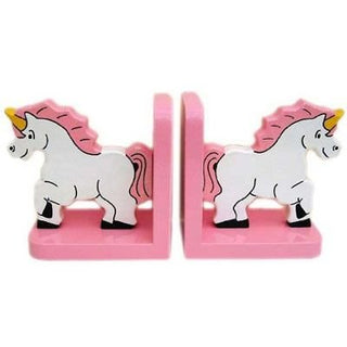 Pink Unicorn Wooden Bookends For Kids | Childrens Book Ends | Book Stoppers For Shelves, Kids Room or Nursery Decor - Hand Made in UK