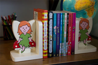 Pixie Fairy On Toadstool Wooden Bookends For Kids | Childrens Book Ends | Book Stoppers For Shelves, Kids Room or Nursery Decor - Hand Made in UK