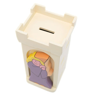 Princess Tower Money Box | Childrens Wooden Money Box | Piggy Bank, Saving Pot for Kids Room or Nursery Decor - Hand made in UK