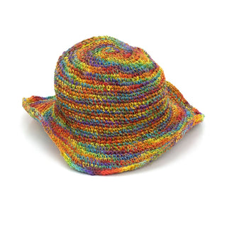 Rainbow Hemp Sun Hat | Adult Eco-friendly Wire Brim Multi-Coloured Summer Hat