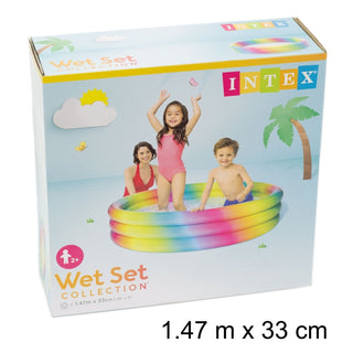 Rainbow Ombre Paddling Pool 147 X 33cm | 3 Ring Inflatable Pool Kids Swimming Pool | Outdoor Garden Children's Swim Pool