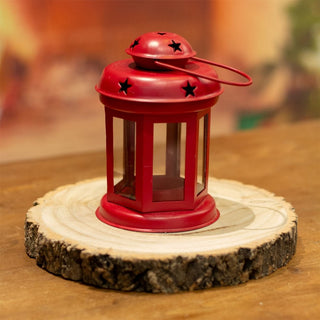 Red Moroccan Style Metal Lantern Tealight Holder | Tea Light Candle Lantern