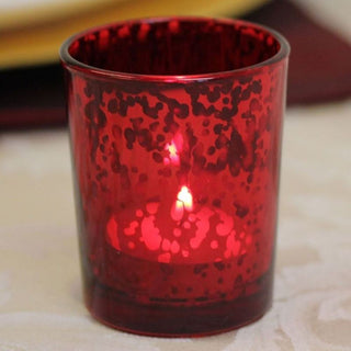 Red Speckled Tealight Holder | Red Mercury Effect Glass Tealight Holder | Glass Candle Holder Candle Pot