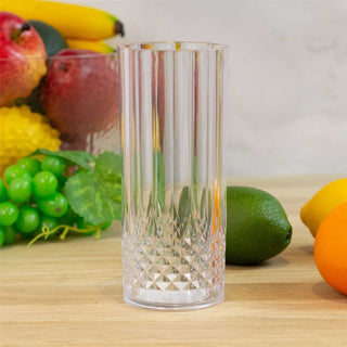 Reusable Embossed Plastic High Ball Tumbler Glass | Elegant Outdoor Drinkware