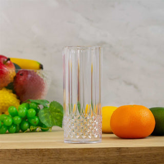 Reusable Embossed Plastic High Ball Tumbler Glass | Elegant Outdoor Drinkware