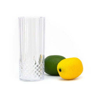 Reusable Embossed Plastic High Ball Tumbler Glass | Elegant Outdoor Drinkware