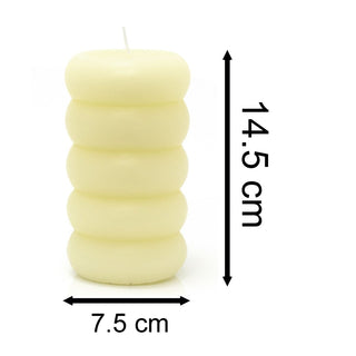 Ribbed Ivory Cream Pillar Candle | Ribbed Design Church Pillar Candle - 14cm
