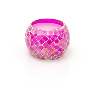 Scented Candle In Mosaic Glass Holder | Boho Fragrance Candle And Holder | Decorative Moroccan Candle Pots - Colour Varies One Supplied