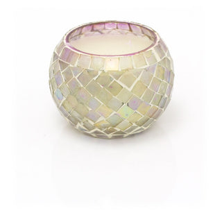 Scented Candle In Mosaic Glass Holder | Boho Fragrance Candle And Holder | Decorative Moroccan Candle Pots - Colour Varies One Supplied
